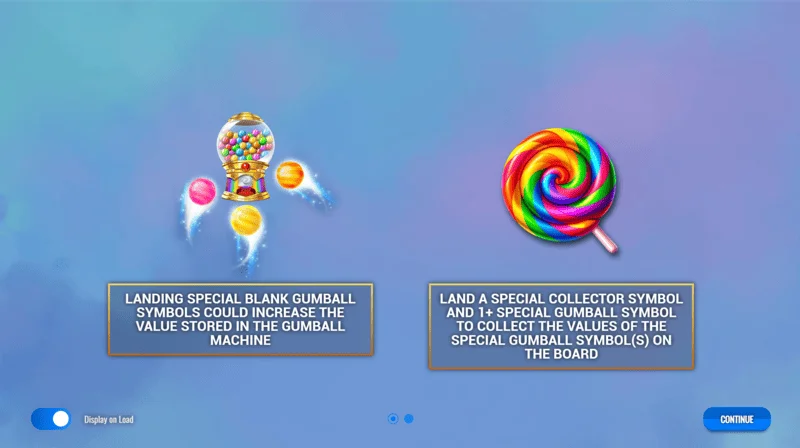 Sweet Candy Cash Stash - príomh-roghchlár agus socruithe an tslota